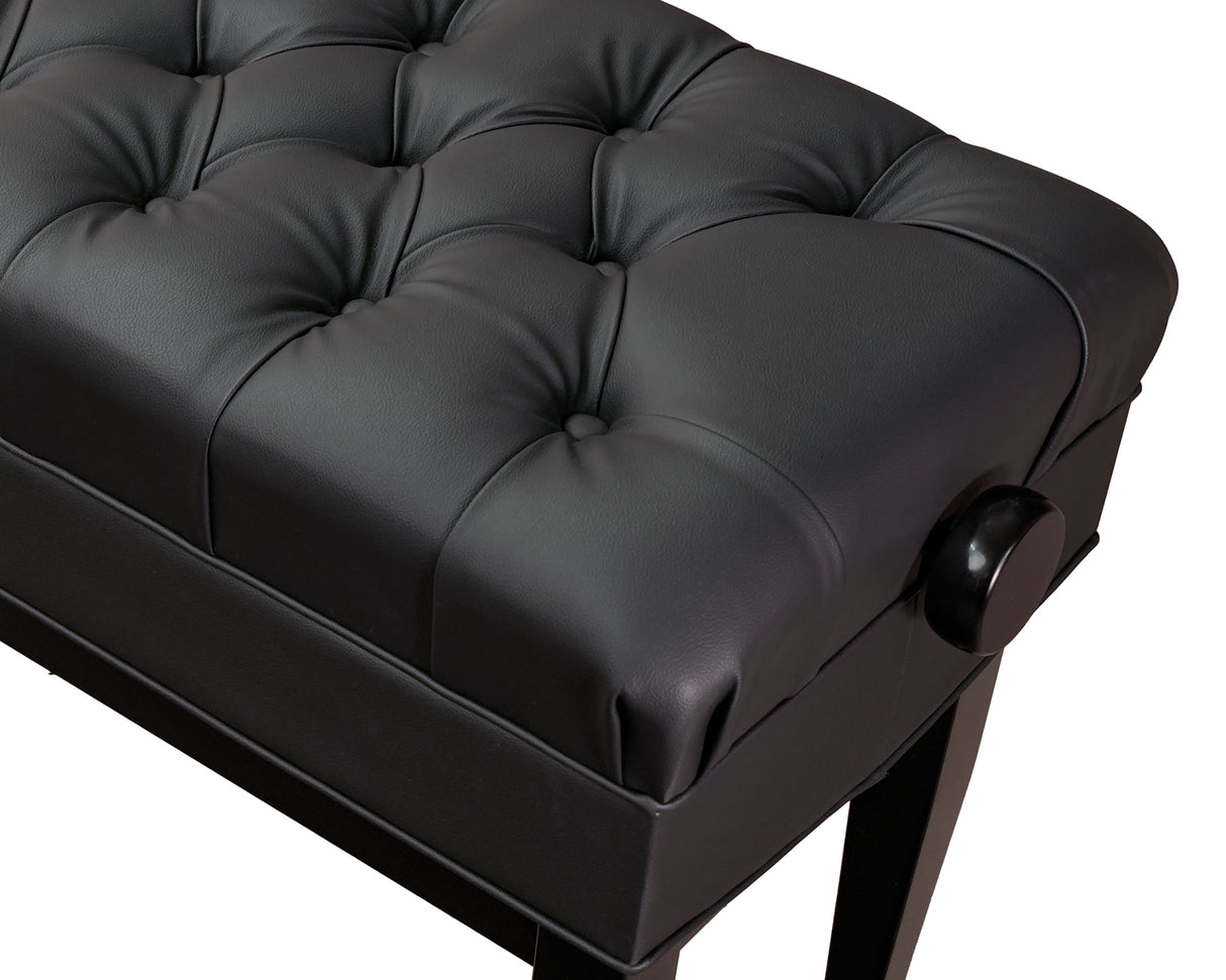 Black glossy duet piano bench with adjustable height