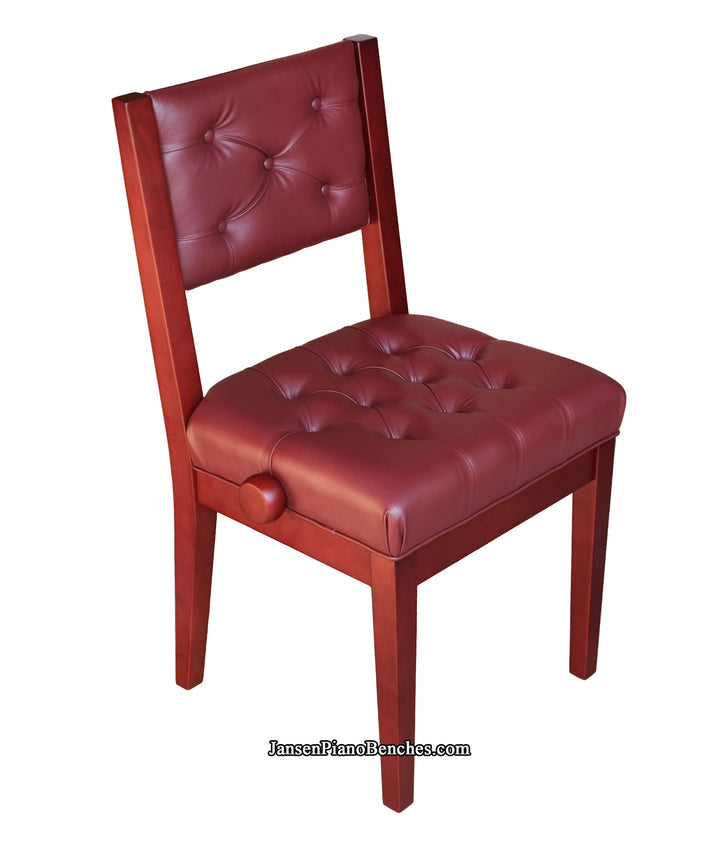 Mahogany Adjustable Piano Chair Tufted Padding Jansen Piano Benches