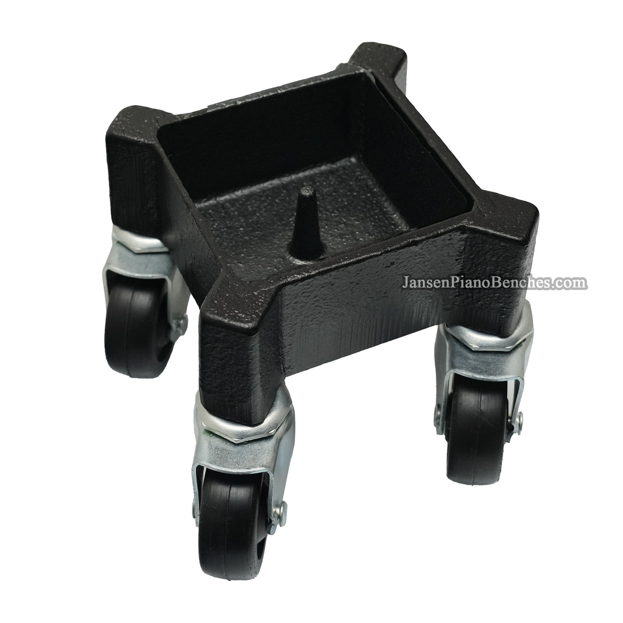 Top view of Jansen J4018-S square grand piano leg dolly showing square opening and center pin.