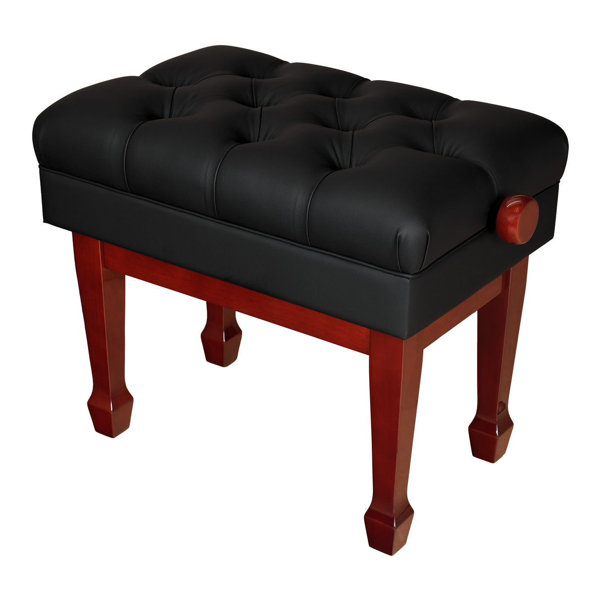 Performer Series Adjustable Piano Bench in High Polish Mahogany with Black Vinyl Upholstery