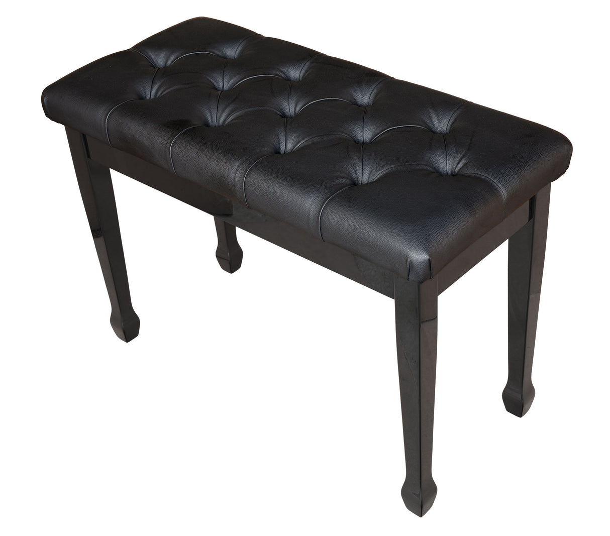 Diamond tufted upholstered piano bench with storage in black finish
