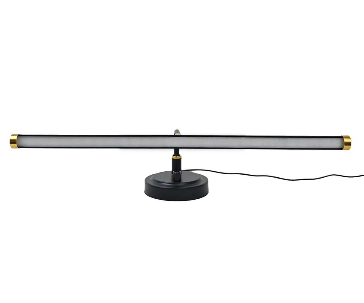 LED Upright Piano Lamp – Matte Black with Brass Accents - Dimmable
