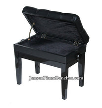 Load image into Gallery viewer, black piano bench sheet music storage compartment