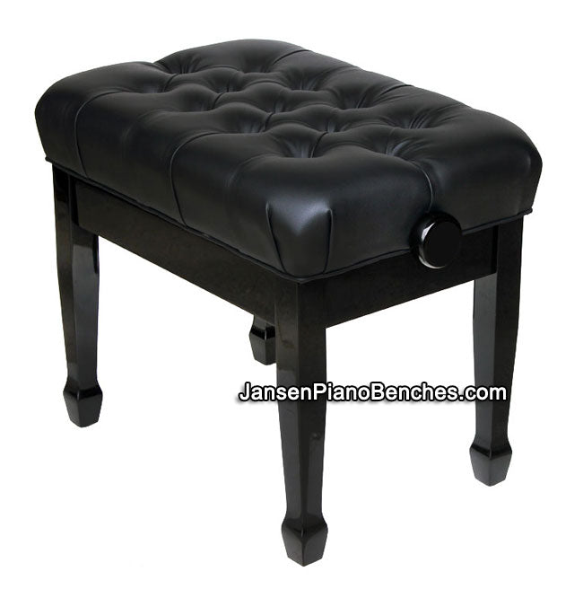 black piano bench adjusts in height