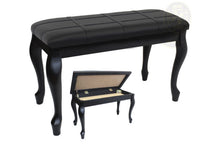 Load image into Gallery viewer, black piano bench padded top with curved legs