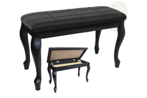 black piano bench padded top with curved legs