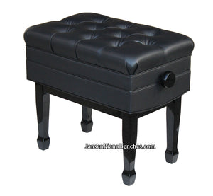 high polish black adjustable piano bench with music storage
