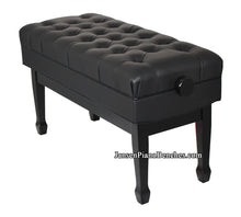 Load image into Gallery viewer, black satin piano bench duet adjustable