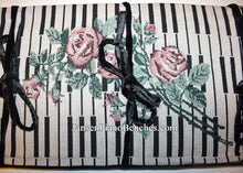 Load image into Gallery viewer, piano bench cushion embroidered rose and keyboard