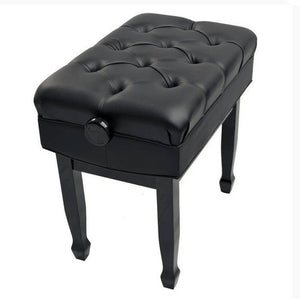 Black High Polish Adjustable Piano Bench - Extra Thick Padding