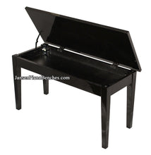 Load image into Gallery viewer, duet piano bench stool with music storage black