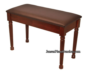 jansen padded top piano bench round reeded legs mahogany