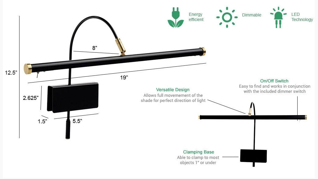 Mahogany Bronze LED Grand Piano Lamp 19" GPLED19 Open Box
