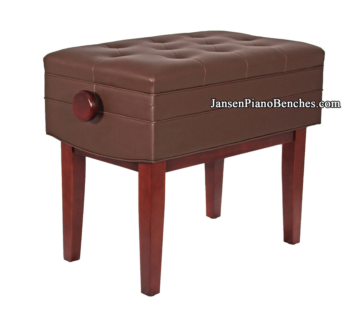 Mahogany Adjustable Piano Bench with Music Storage Compartment