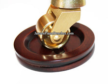 Load image into Gallery viewer, wood mahogany satin piano caster cup with piano wheel
