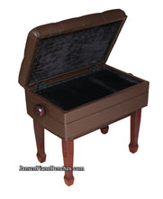 Load image into Gallery viewer, mahogany piano bench with music storage compartment
