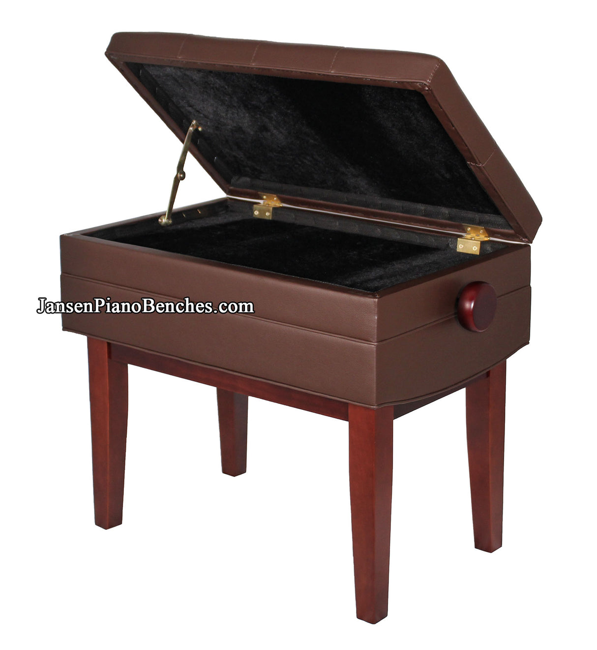 Mahogany Adjustable Piano Bench with Music Storage Compartment