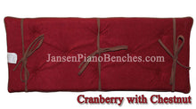Load image into Gallery viewer, piano bench cushion cranberry and chestnut brown