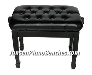 black high gloss adjustable piano bench pillow top