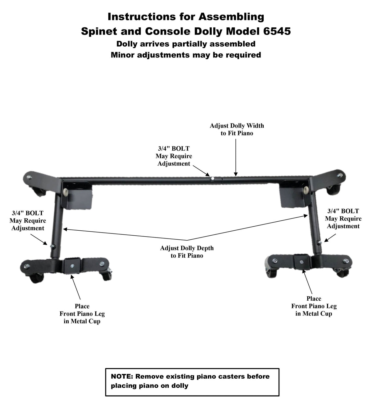 Jansen Spinet and Console Piano Dolly - Open Box