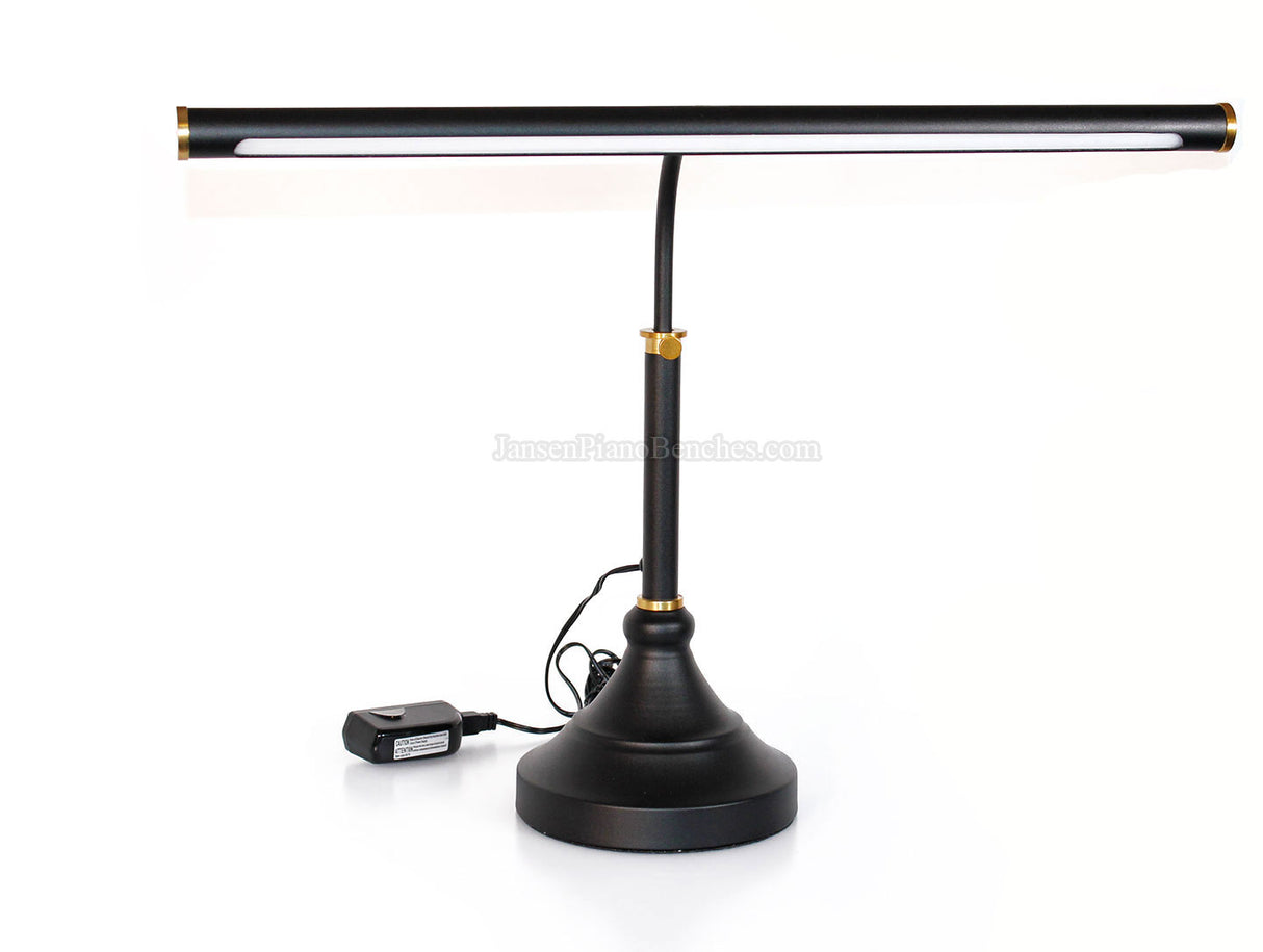 LED Piano Lamp Black with Brass Accents - 19.5" Shade