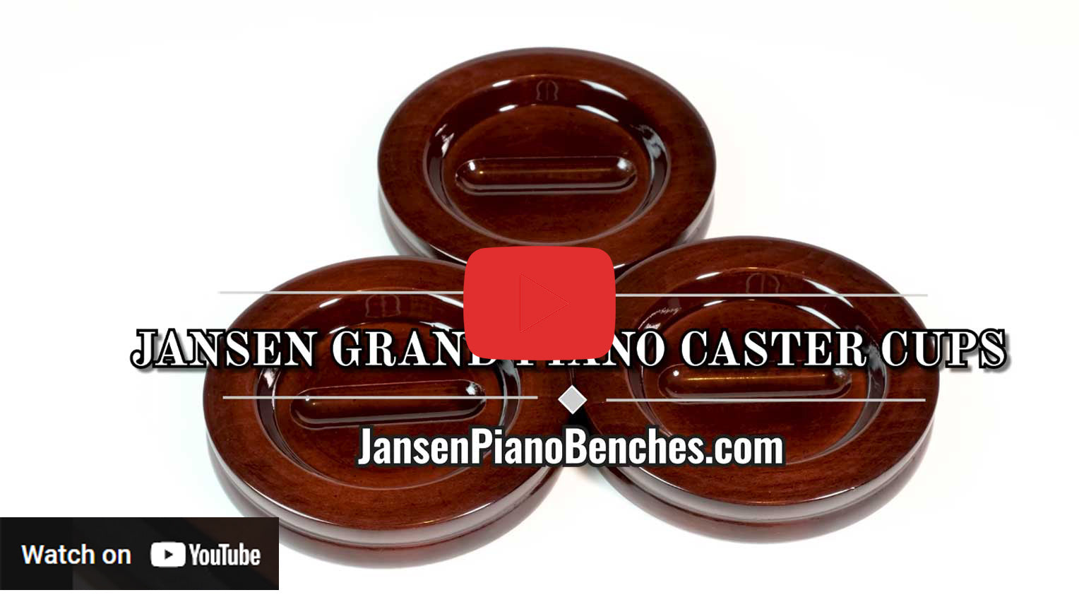 5-inch Jansen high polish mahogany piano caster cups – video thumbnail
