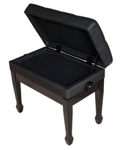 Load image into Gallery viewer, piano bench with sheet music storage compartment high gloss black