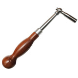 Ball Handle Rosewood Piano Tuning Lever — 6-inch rosewood handle with 1.75-inch turned ball end, brushed satin steel shaft, fixed #2 star tip, 11-inch overall length
