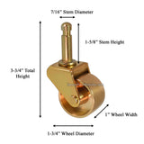 measurements of brass grand piano wheel with 1-3/4" diameter