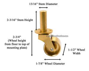 brass piano wheel measurements