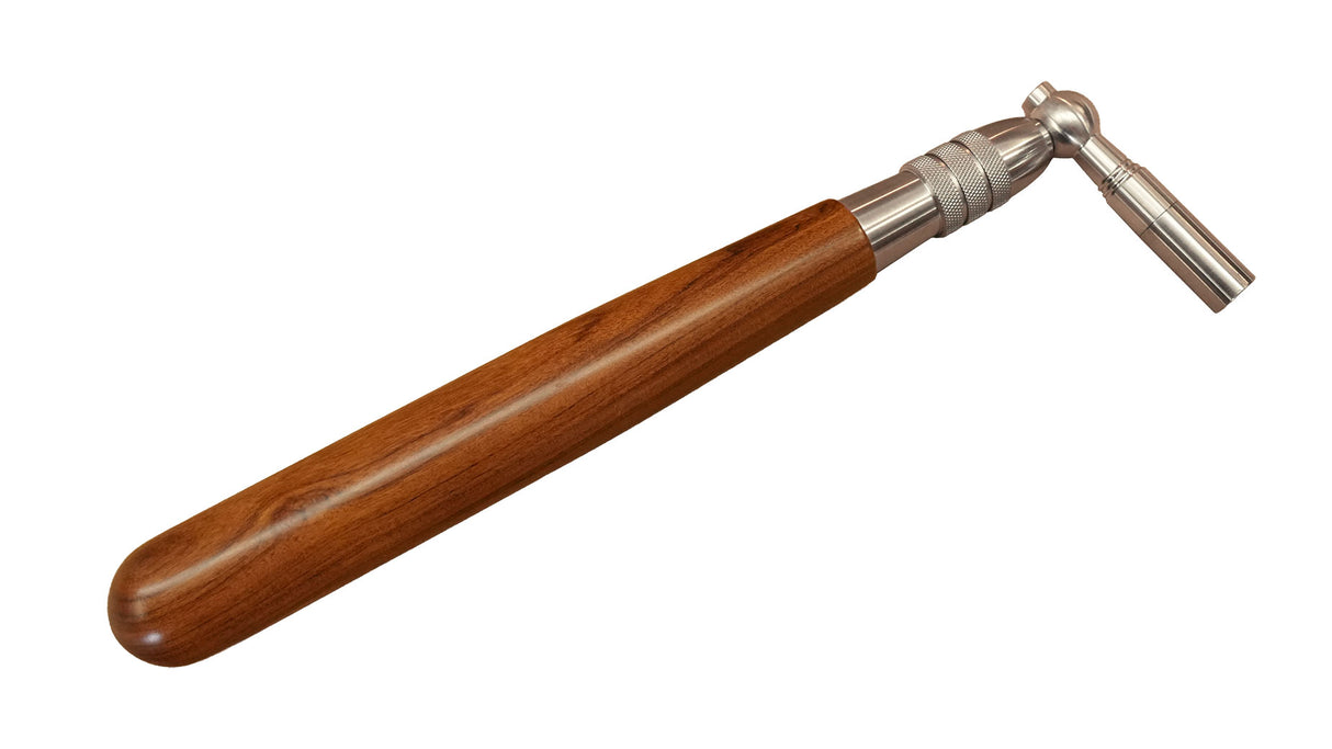 piano tuning lever with rosewood handle and chrome plated steel shaft.
