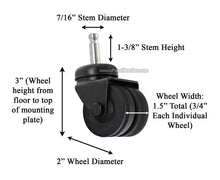 Load image into Gallery viewer, darnell rubber piano wheel measurements