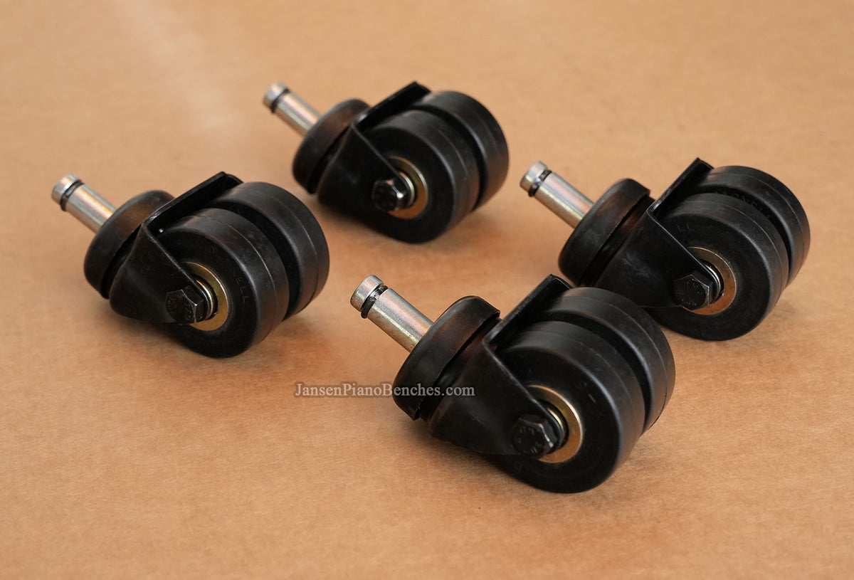 Darnell Dual Wheel Upright Piano Casters With Ball Bearings In Wheels