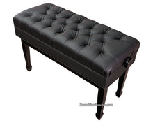 Load image into Gallery viewer, Luxury artist piano bench with tufted leather seat and adjustable height