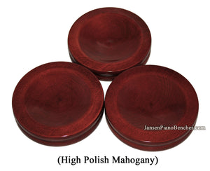 high polish mahogany piano caster cups