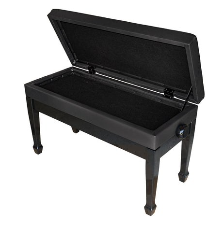 two person adjustable piano bench with sheet music storage