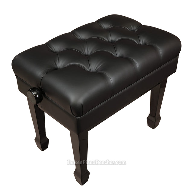 hydraulic piano bench adjustable height in black high polish finish.