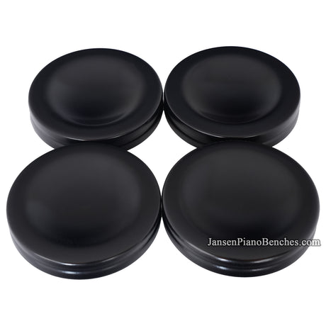 Set of four 4-inch satin black Jansen piano caster cups for grand and upright pianos