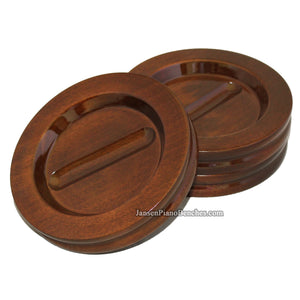 Jansen piano caster cup with high gloss walnut finish, 5.5 inch diameter