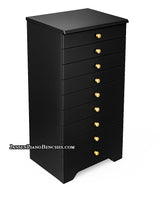 Jansen sheet music storage cabinet satin black finish with brass knobs