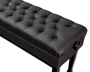 Genuine leather duet piano bench with tufted seat