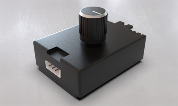 Close-up of dimmable LED grand piano lamp showing brightness control