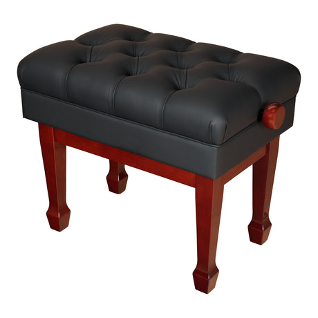 Performer Series Adjustable Piano Bench in High Polish Mahogany with Black Vinyl Upholstery