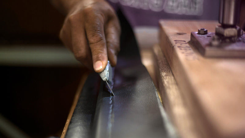Precision upholstery work on a Jansen Artist Bench cushion