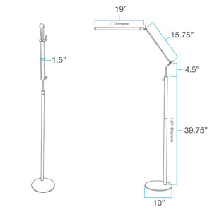 piano floor lamp measurements diagram