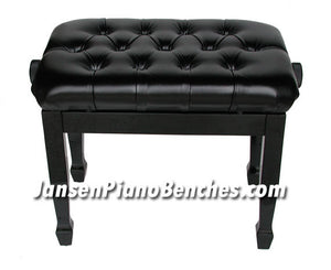 Satin Black Adjustable Piano Bench Pillow Top