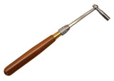 Extension Rosewood Piano Tuning Lever — 8-inch rosewood handle, brass locking collar, brushed satin steel shaft, 5-degree fixed head, #2 star tip, extends to 17 inches