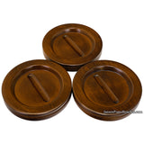 Extra-wide walnut Jansen caster cup for grand piano wheels