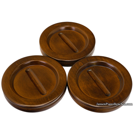 Extra-wide walnut Jansen caster cup for grand piano wheels