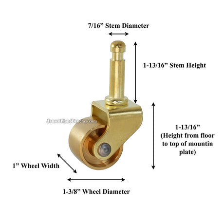 solid brass grand piano wheel measurements for installation
